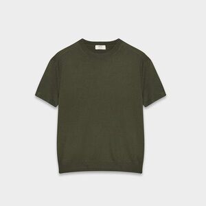 Aritzia Merino Wool Cropped Mini Baby Tee Olive Green Quiet Luxury Small Indie